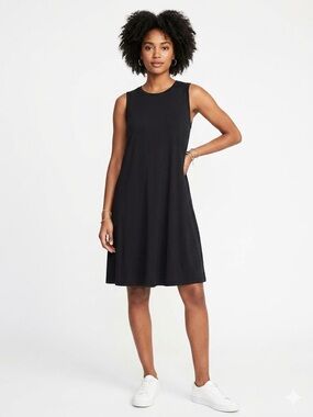 Philosophy NWOT Cottony Stretchy Comfy Sleeveless Black Swing Dress